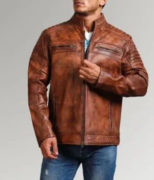 The Mirlzar Rider | Men's Sheepskin Brown Leather Jacket - Image 3