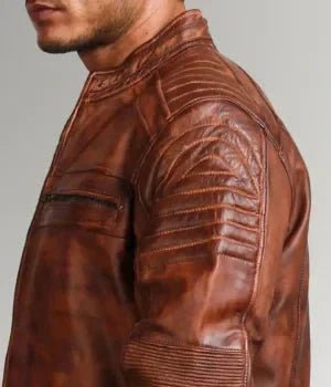 The Mirlzar Rider | Men's Sheepskin Brown Leather Jacket - Image 4