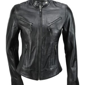 Women’s Black Leather Slim Fit Biker Jacket