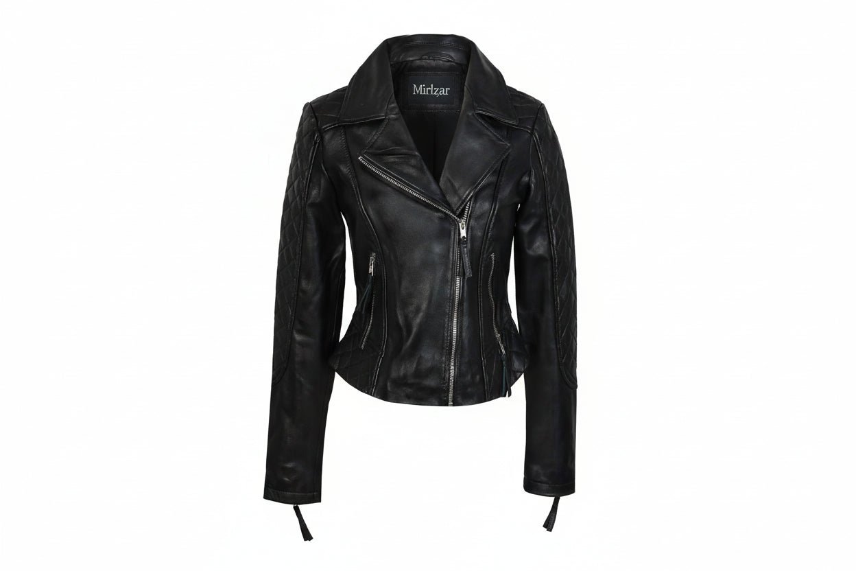 Women’s Black Vintage Biker Leather Jacket