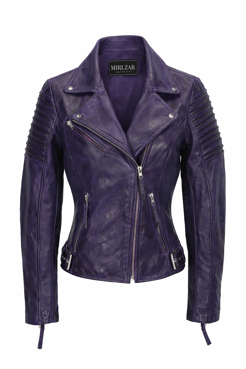 Women’s Purple Retro Leather Biker Jacket