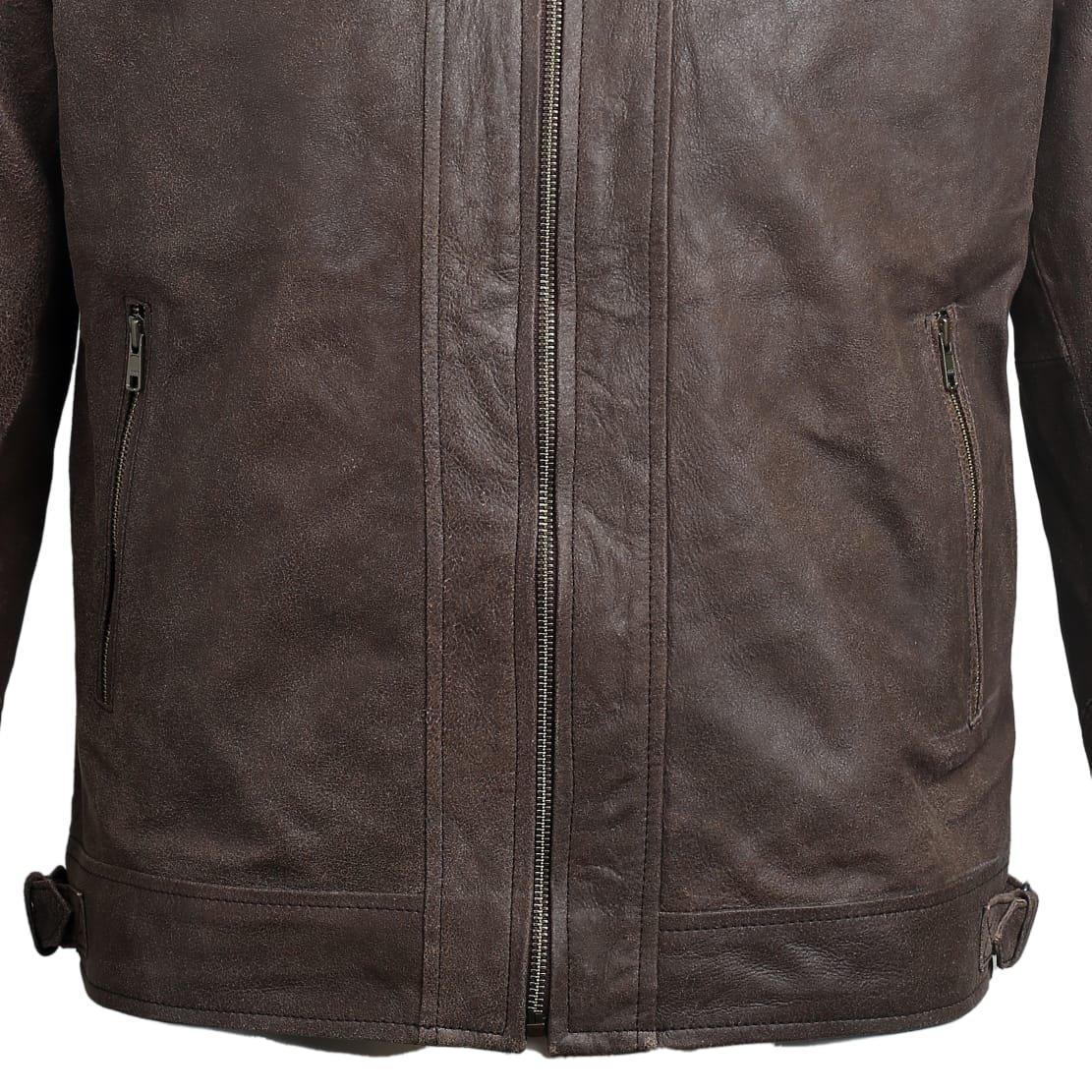 Men Brown Leather Jacket - Image 3