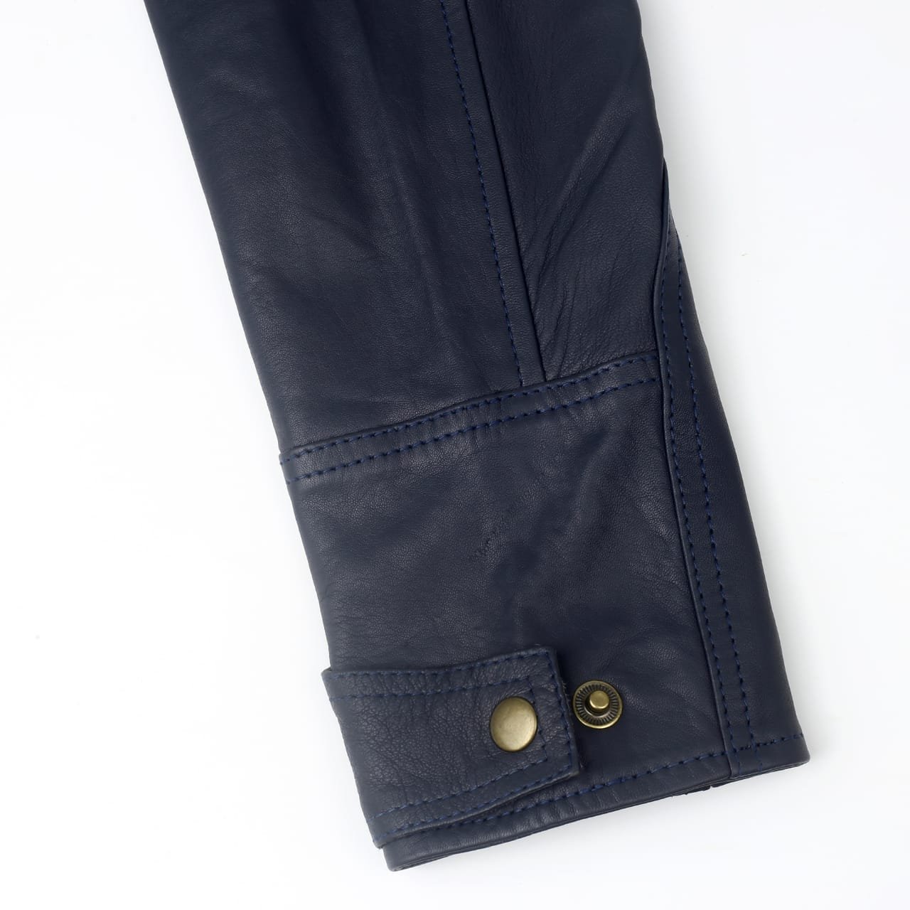 Men Blue Leather Jacket - Image 4