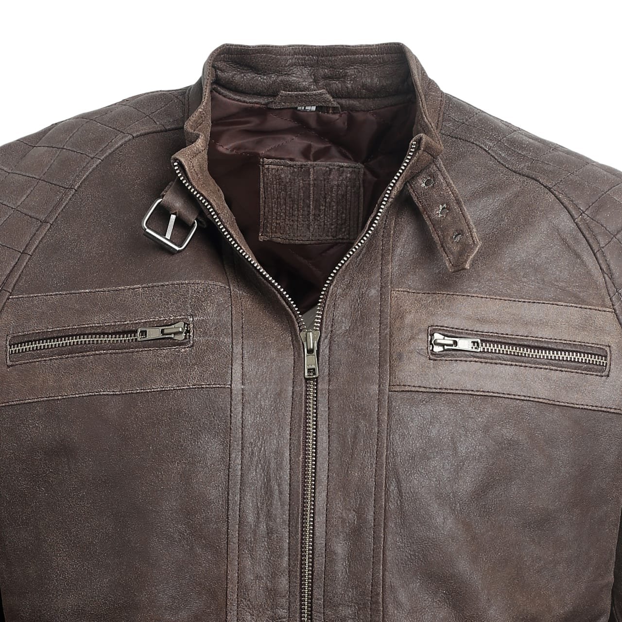 Men Brown Leather Jacket - Image 2