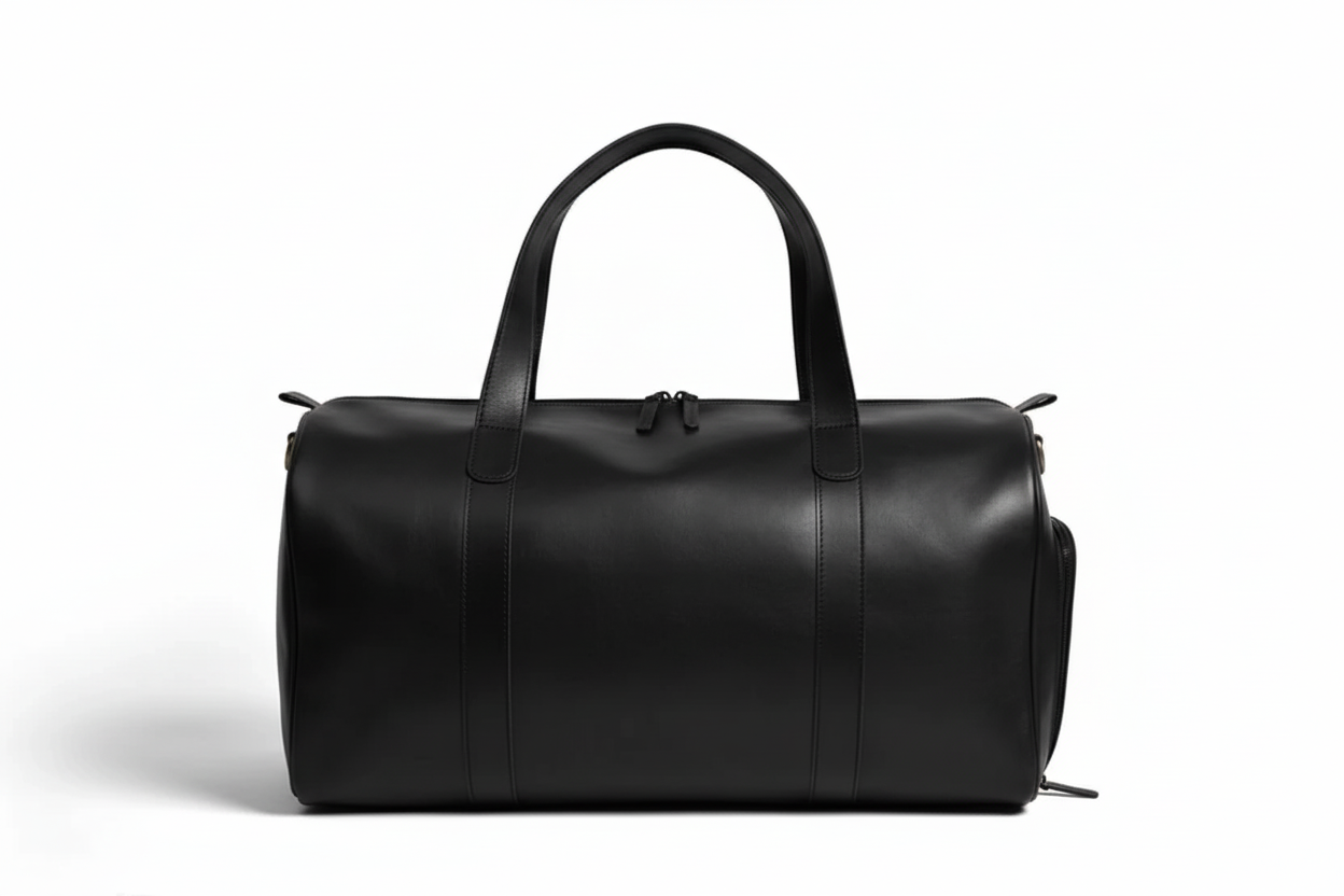 Mirlzar Premium Black Full-Grain Pull-Up Leather Duffel Bag - Image 2