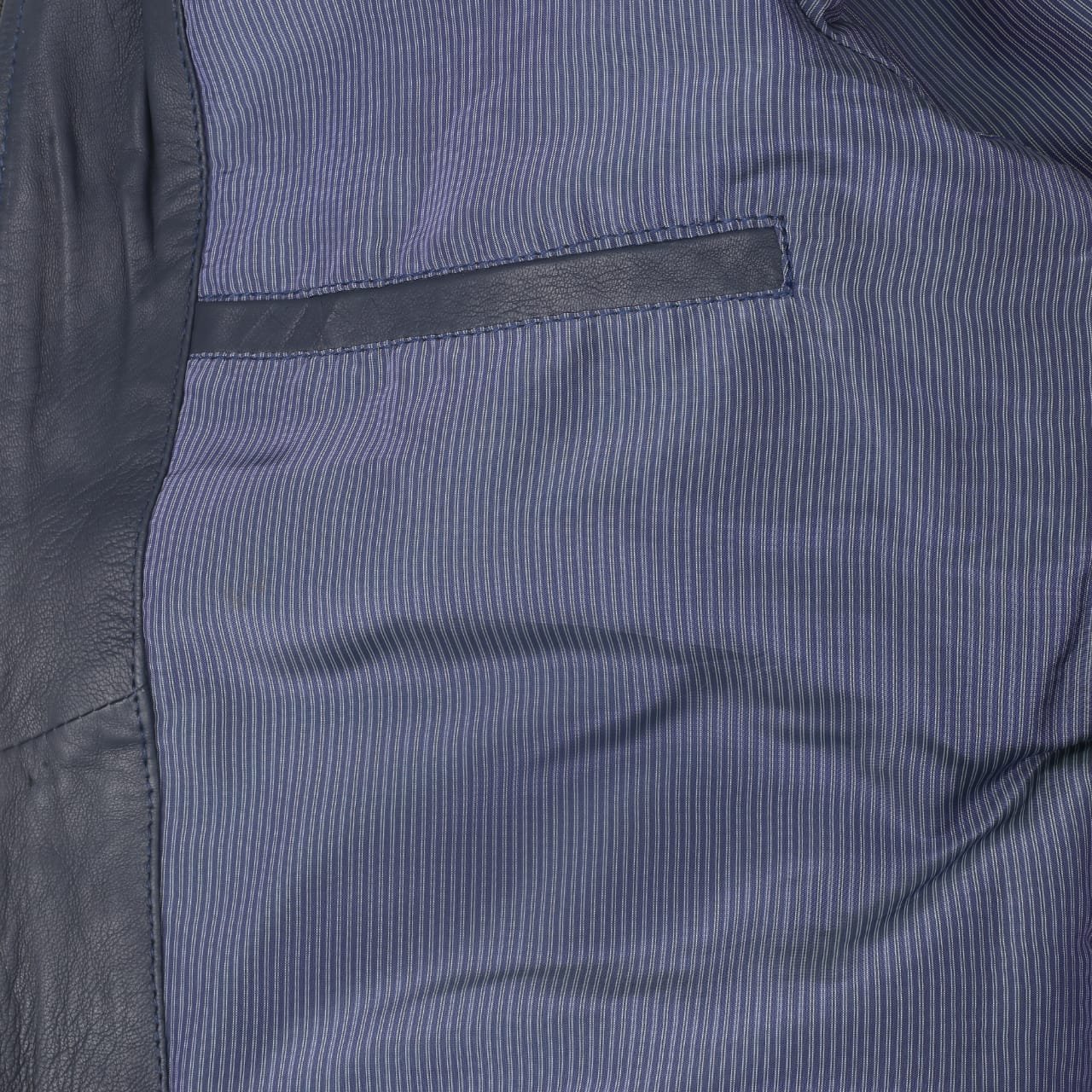 Men Blue Leather Jacket - Image 5